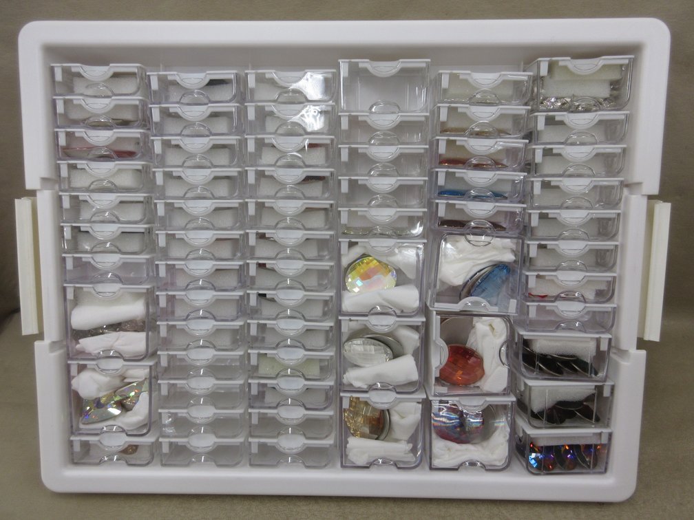 13.5"L Organizer with contents of Swarovski fancy stones and jewels