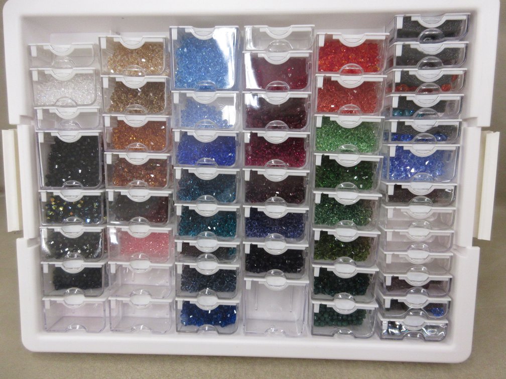 13.5"L Organizer with contents of crystal bicones