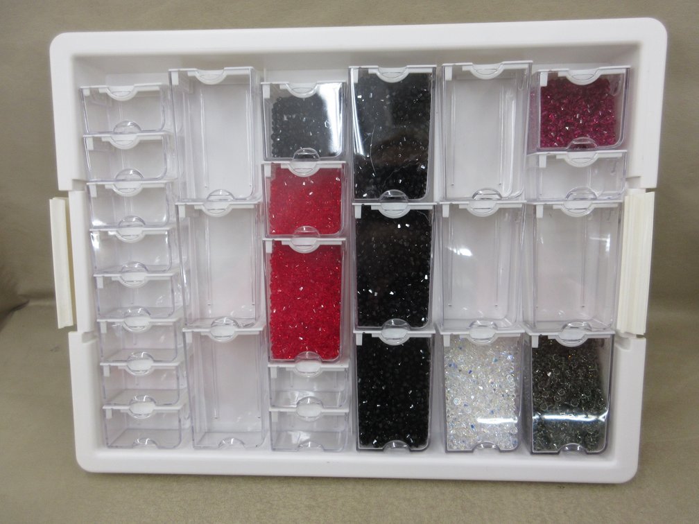 13.5"L Organizer with contents of Swarovski crystal Bicones