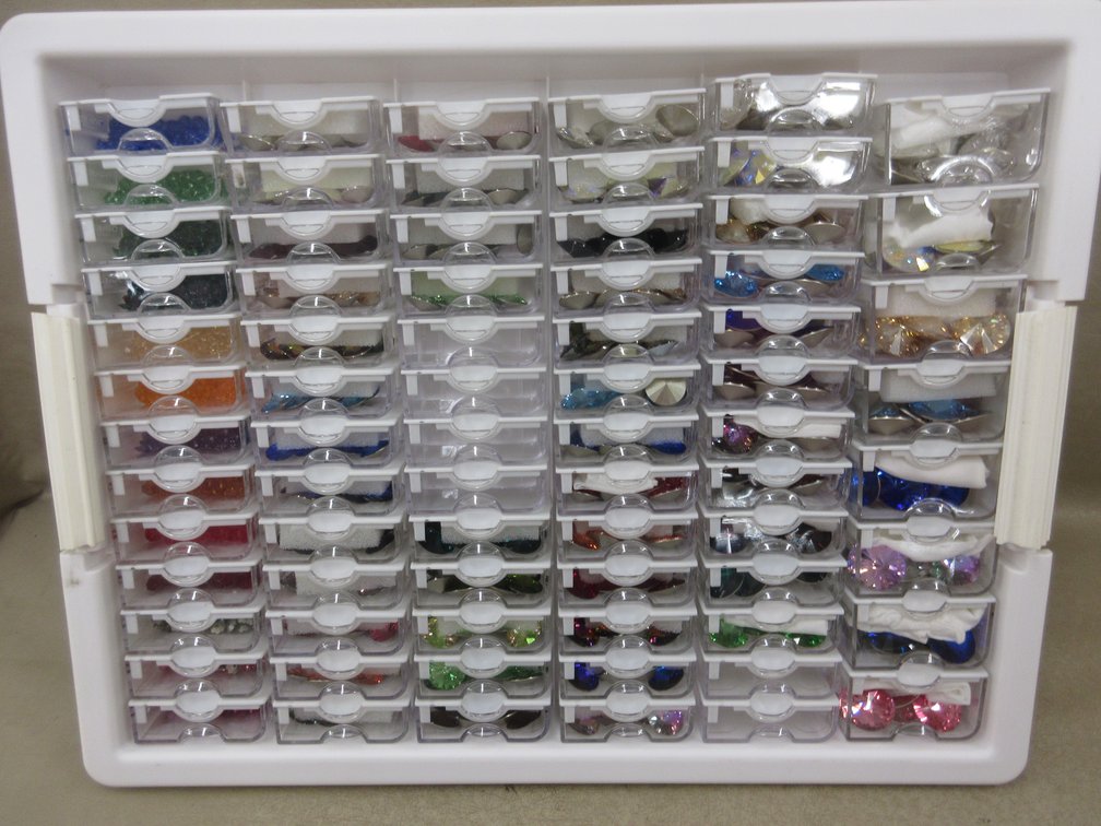 13.5"L Organizer with contents of  Swarovski jewels and stones