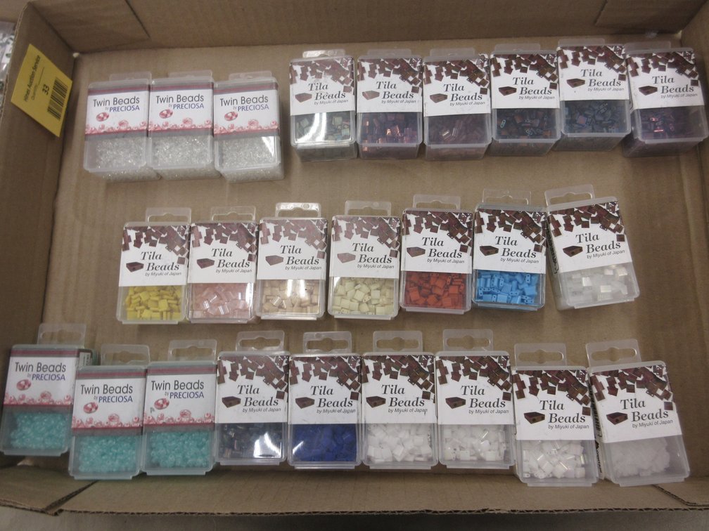Box of Twin Bads and Tila Beads