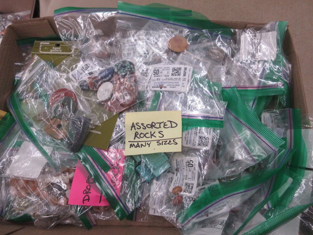 Box of drop beads and stone beads