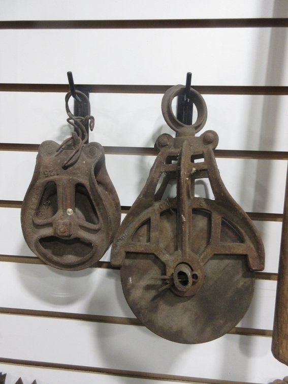 (2) Antique pulleys
