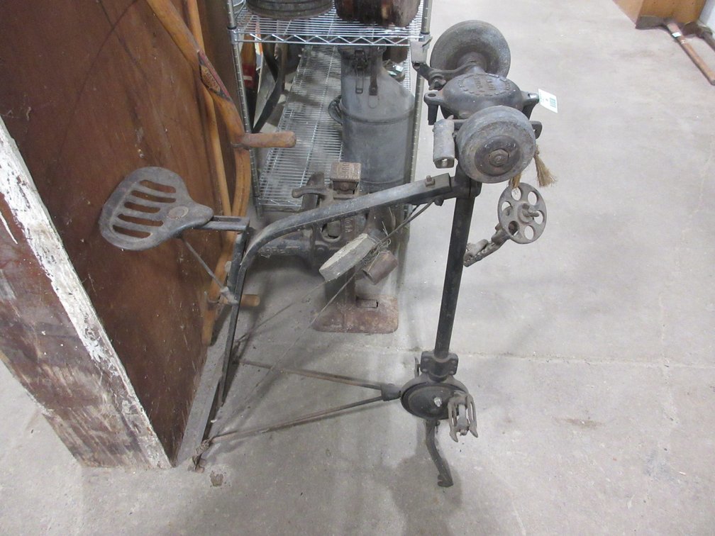 Luther Grinder Mfg. Co. pedal grinder with seat