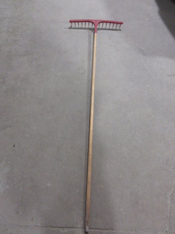 Wood tine rake