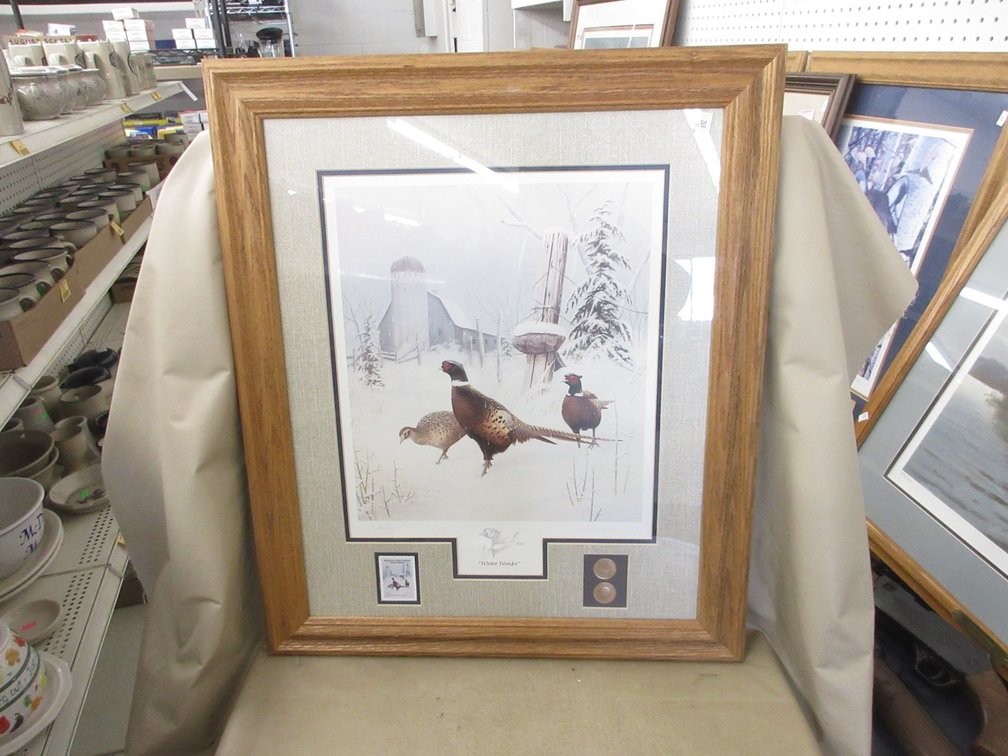 Framed and signed Collector's  Edition "Winter Wonder" Leo Stans Pheasant print
