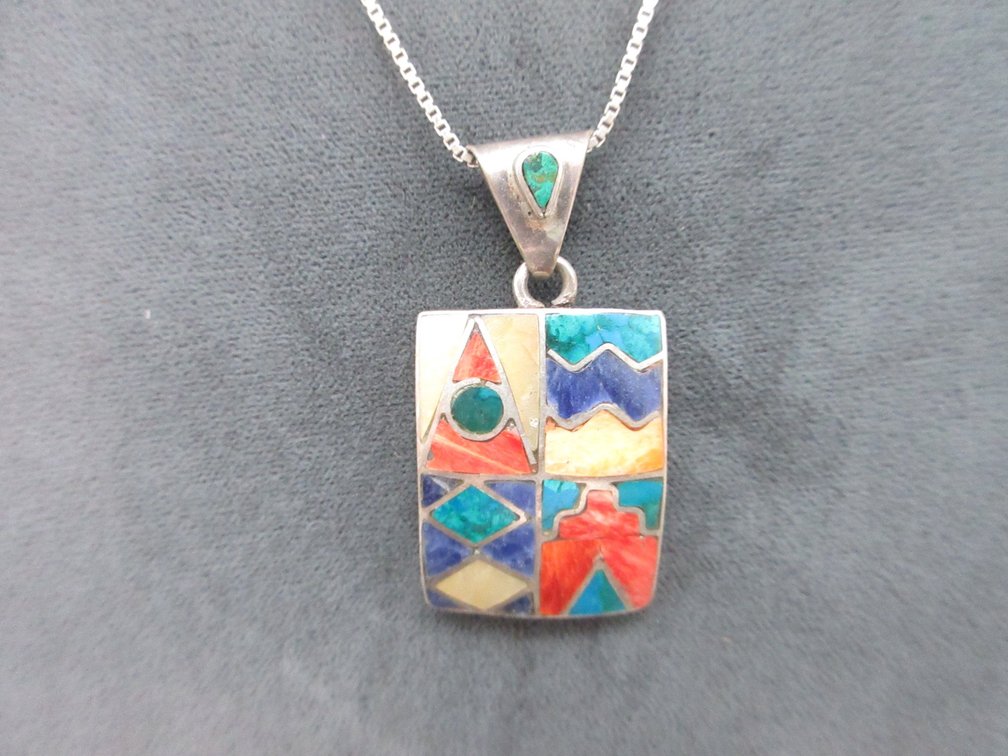 .925 Silver 19" chain with .925 colorful pendant