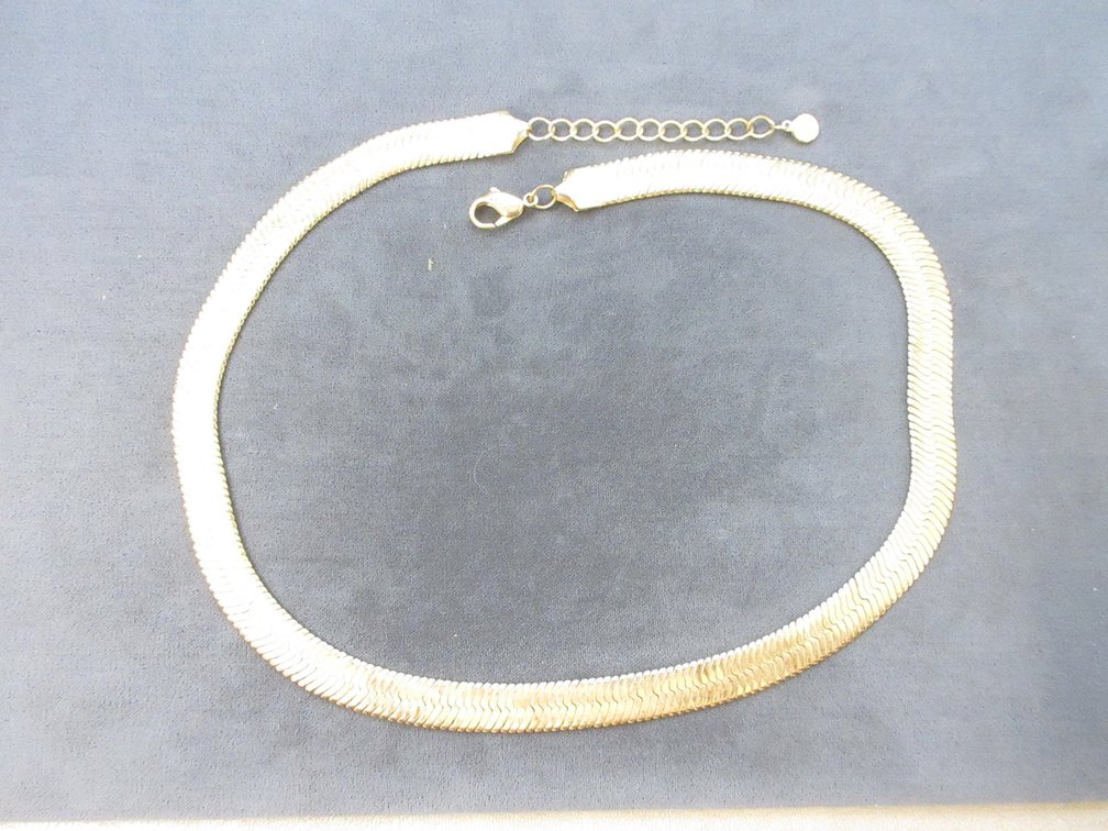 Marked clasp gold tone Herringbone necklace