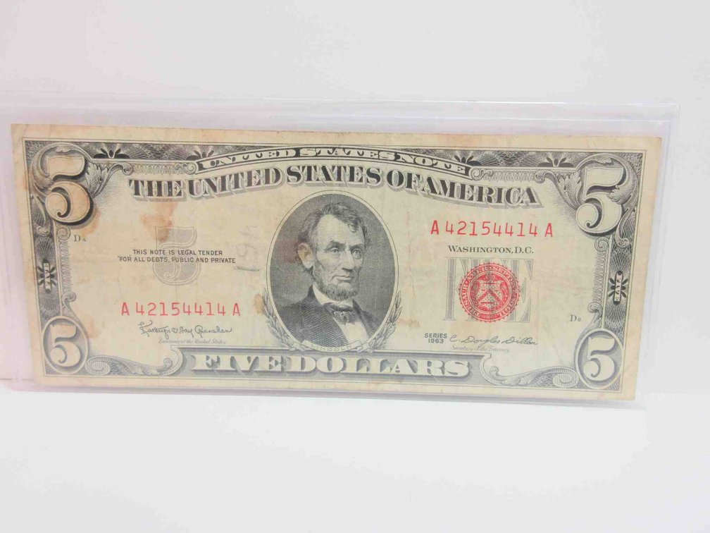 1963 $5 Red seal note