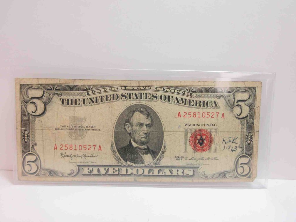 1963 $5 Red seal note