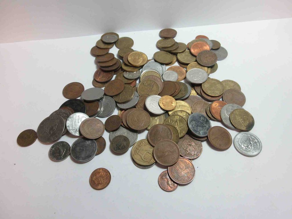 Bag of foreign coins