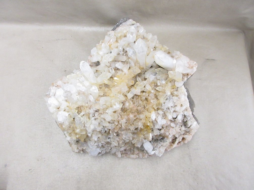 Large cluster of natural quartz crystals