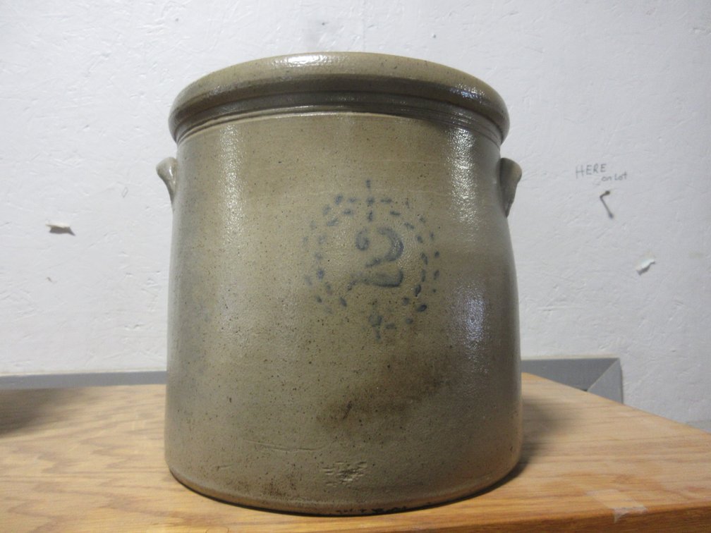 Antique 2 gallon stoneware crock