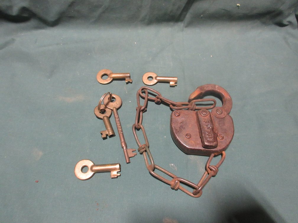 Vintage lock marked C & NEW Adlake with keys