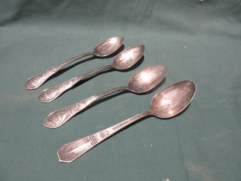 (4) Marked silver-plate teaspoons