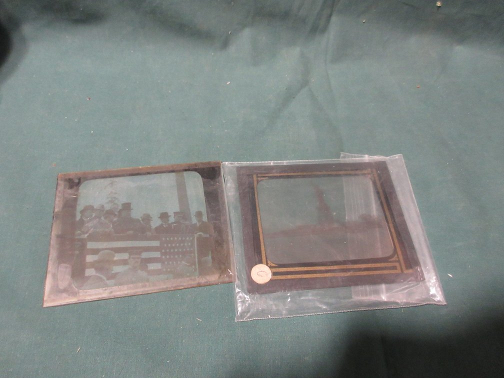 (2) Antique glass slide photo pictures