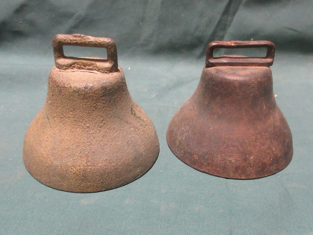 (2) Cast metal bells with clapper