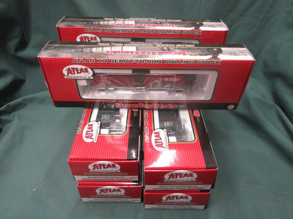 (6) Atlas HO Ready to Run Rolling Stock British Columbia Railway Hart Ballast Car