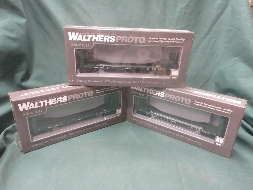 (3) Walthers Proto 50' CC & F bulkhead flatcar BC Rail BCOL