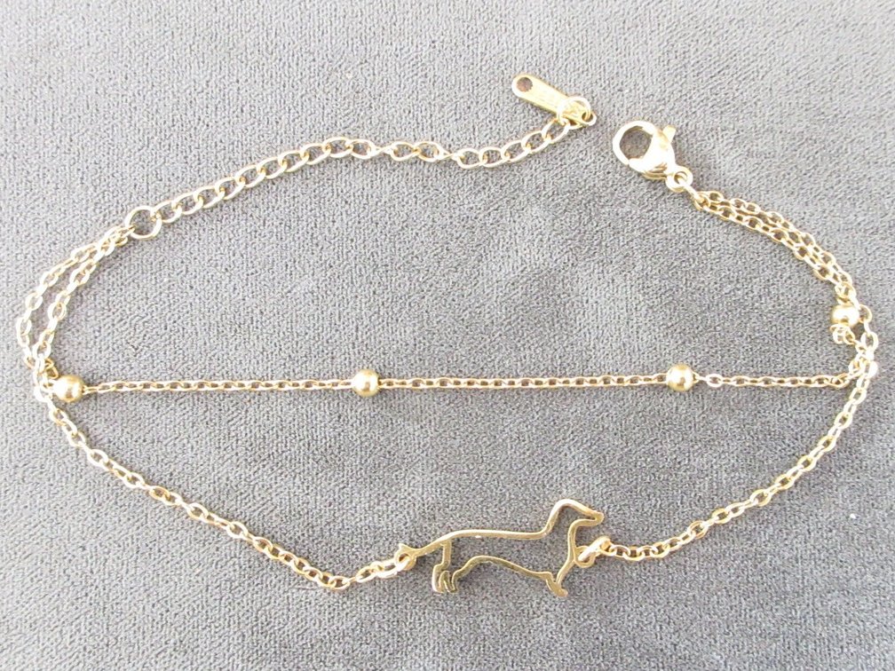 Gold tone Dachshund bracelet