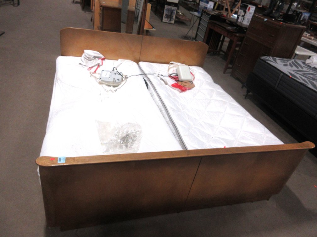 1960s German Mid-Century king size bed set with Select Comfort twin mattresses
