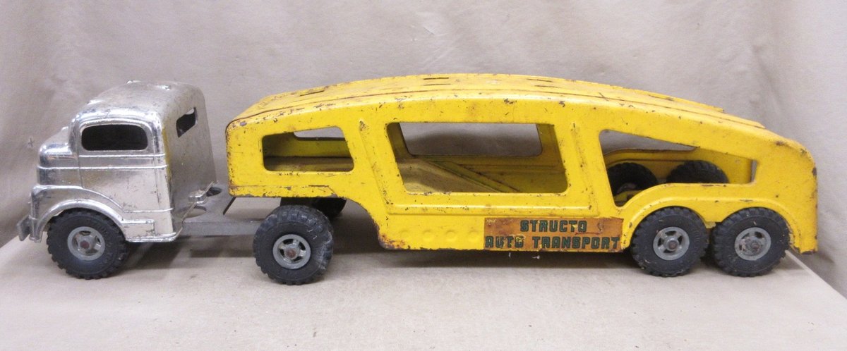 Structo pressed steel semi and Auto Transport trailer