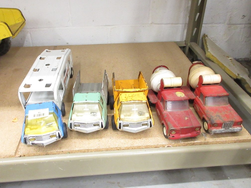(5) Smaller Tonka pressed steel trucks