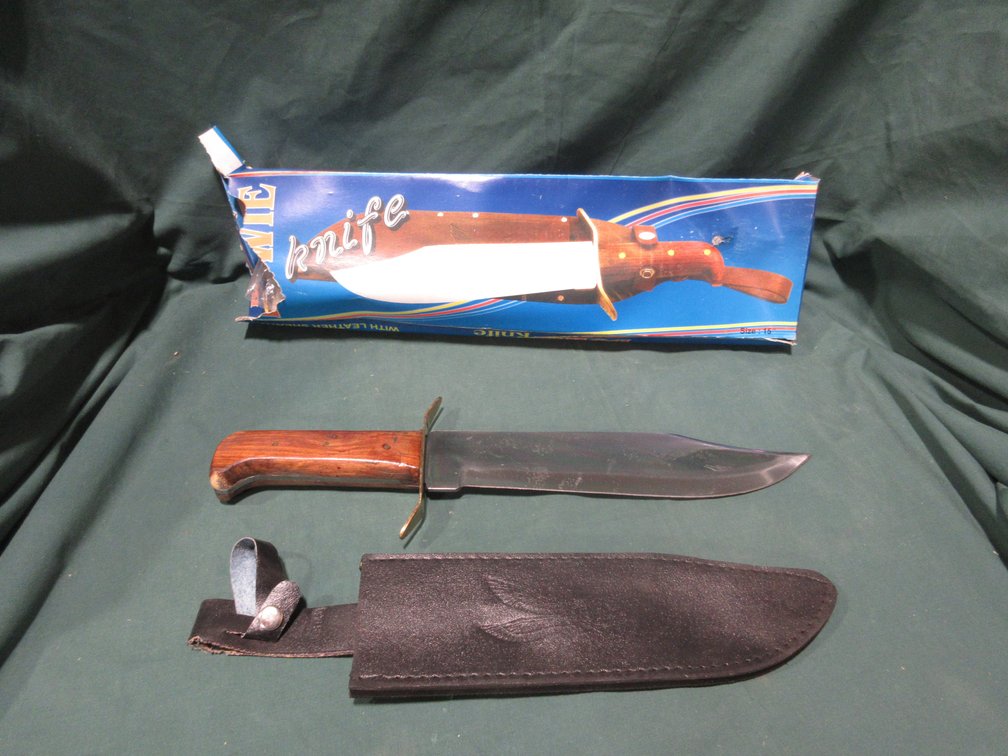 Bowie knife with leather sheath