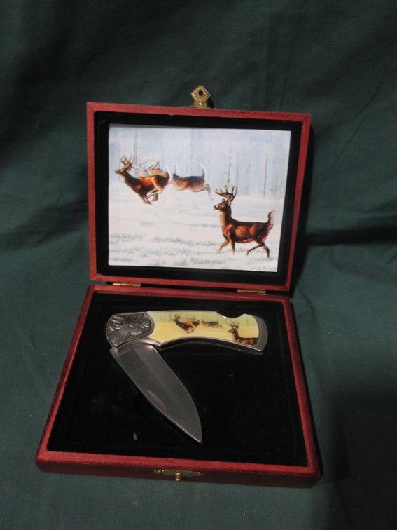 Deer collector knife in wood case