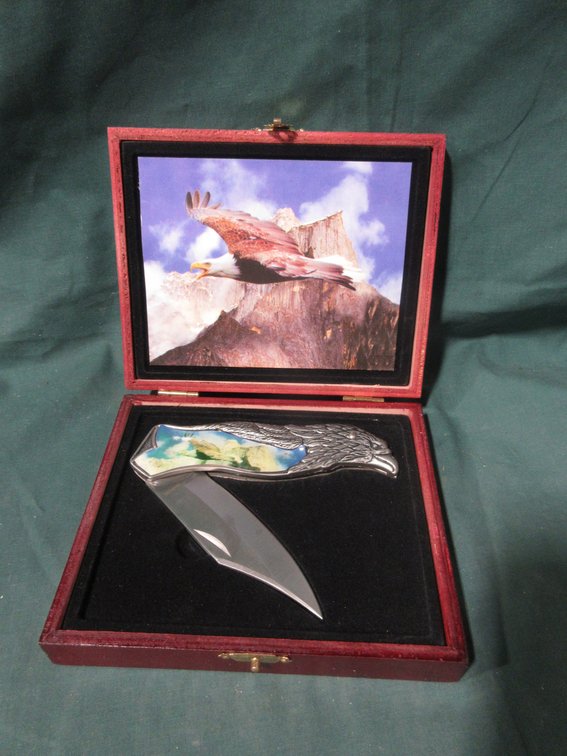 Eagle collector knife in wood case