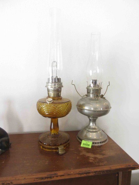 (2) Antique kerosene lamps