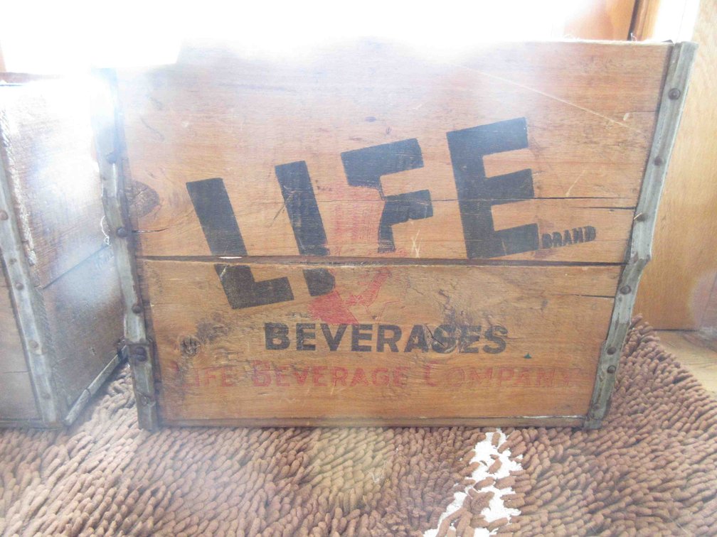 Life Brand Beverages antique wood crate