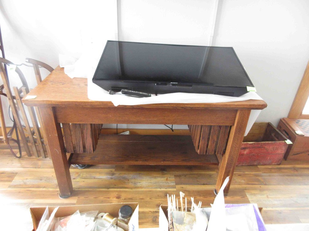 Antique oak library table