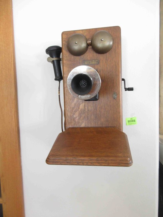 Western Electric antique oak wall phone