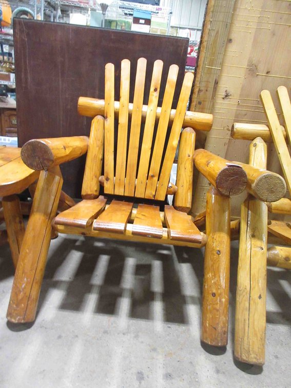 Rustic cedar log Adirondack chair