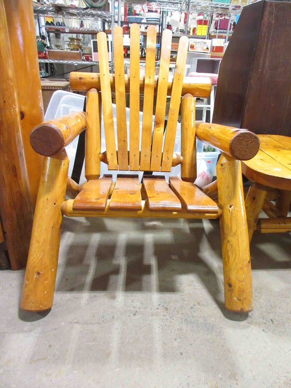 Rustic cedar log Adirondack chair