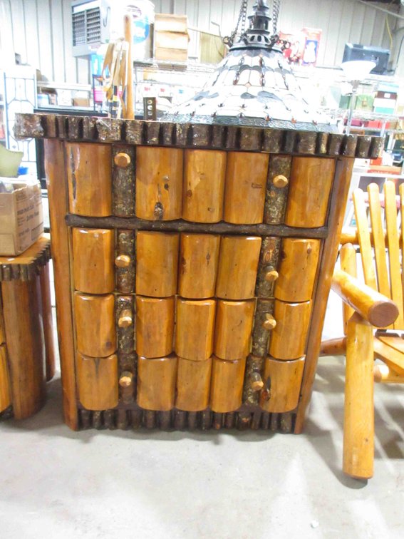 Rustic wood log dresser
