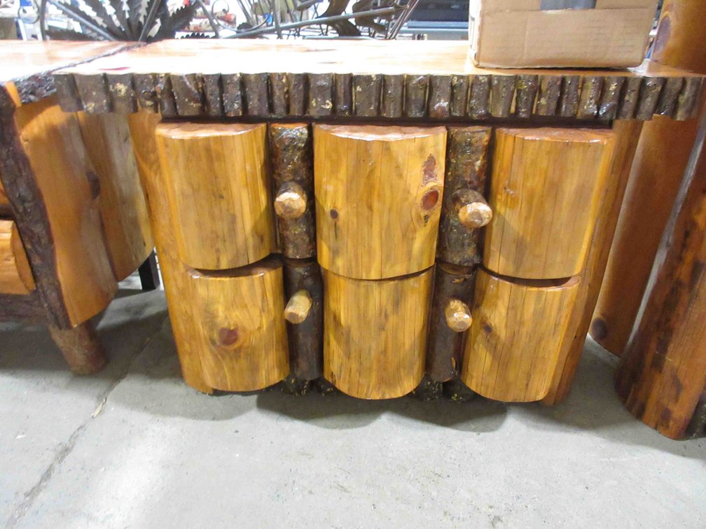 Rustic wood log night stand