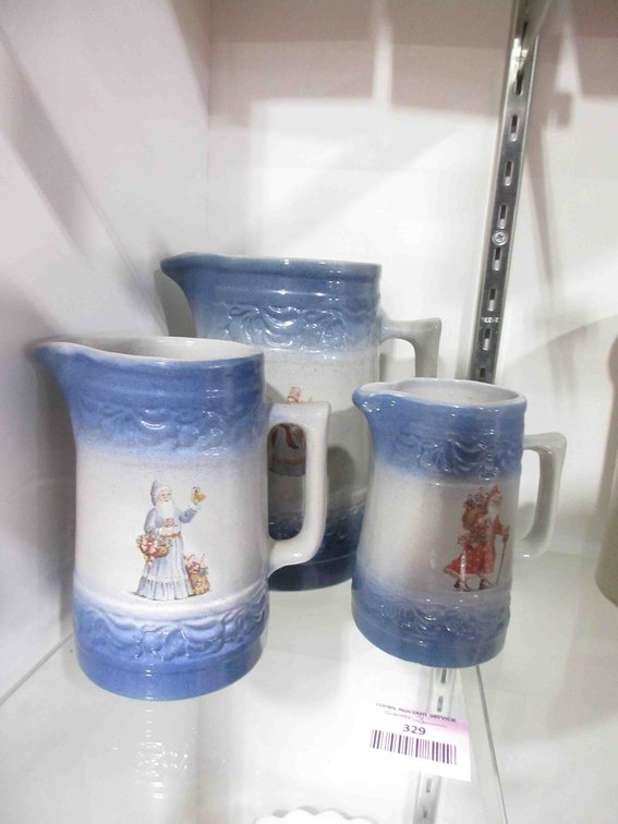 (3) Red Wing Stoneware Red Wing, Minn. Christmas pitchers