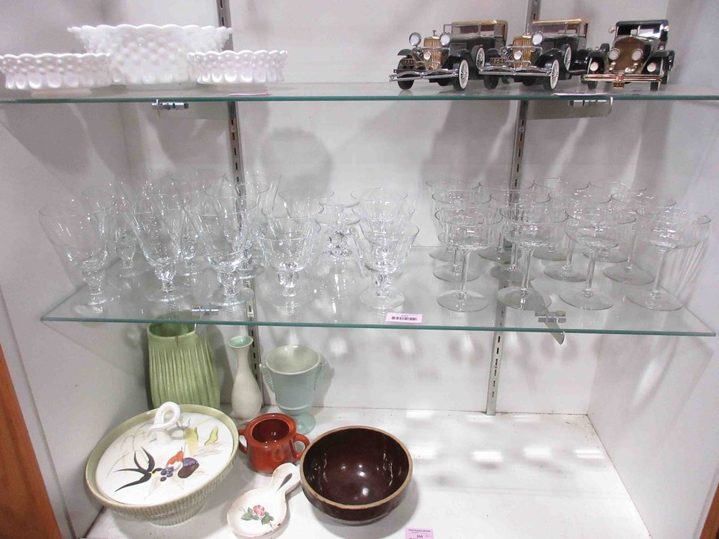 Group of clear glass stemware