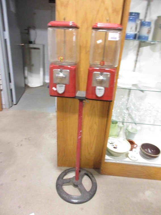 (2) Vintage gumball machines on Atlas steel base