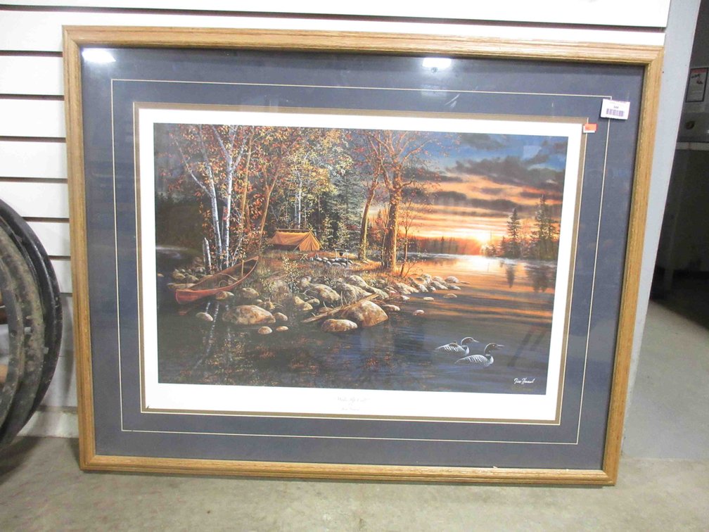 Framed, signed, and numbered Jim Hansel "Wake-Up Call" print