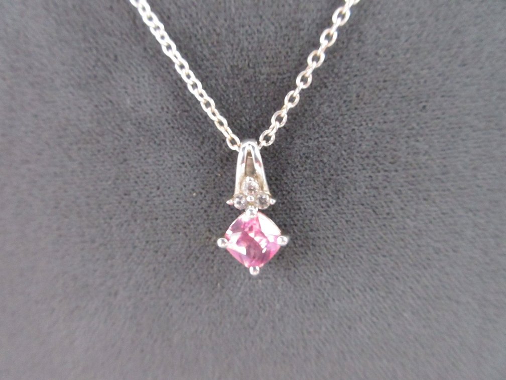 Sterling silver pink topaz pendant necklace