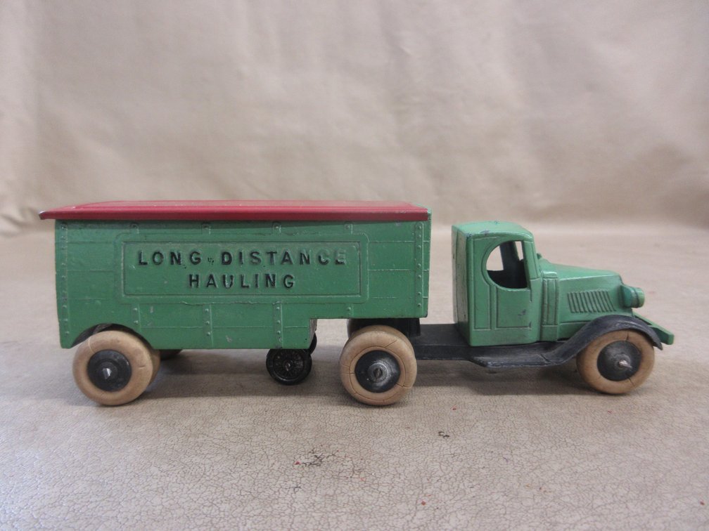 Tootsie Toy truck with Long Distance Hauling trailer