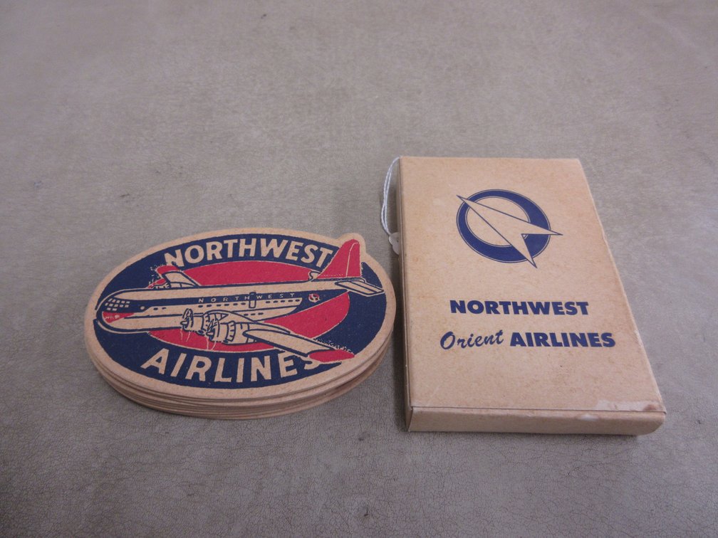 (9) Northwest Airlines cardboard coasters