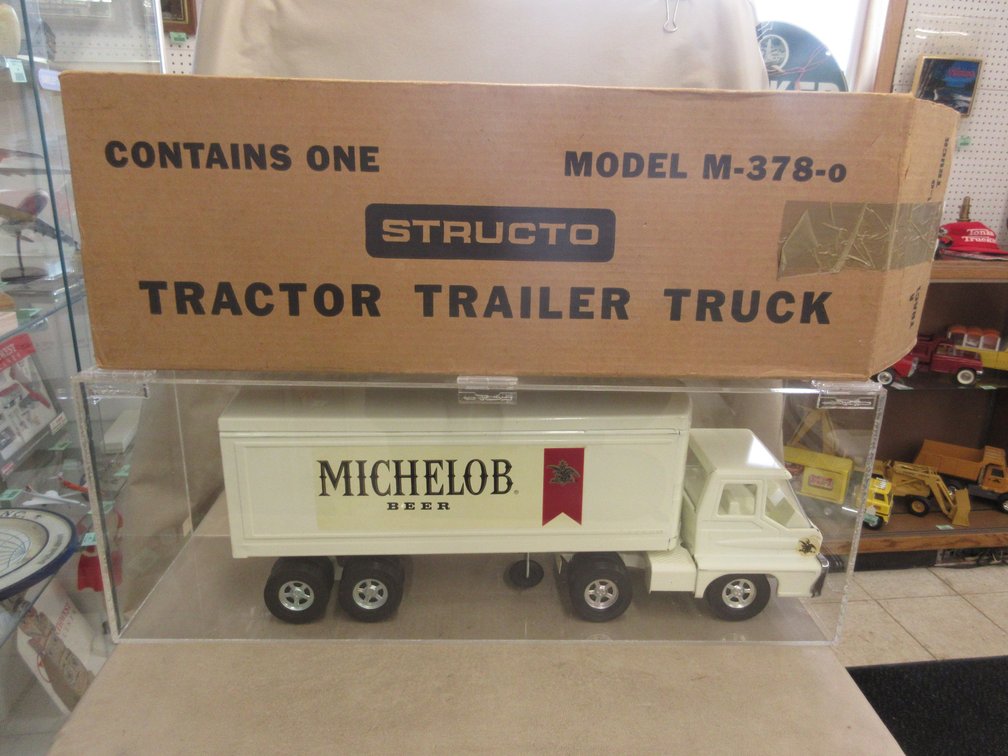 Structo Pressed steel truck "Michelob Beer" in acrylic case with original box