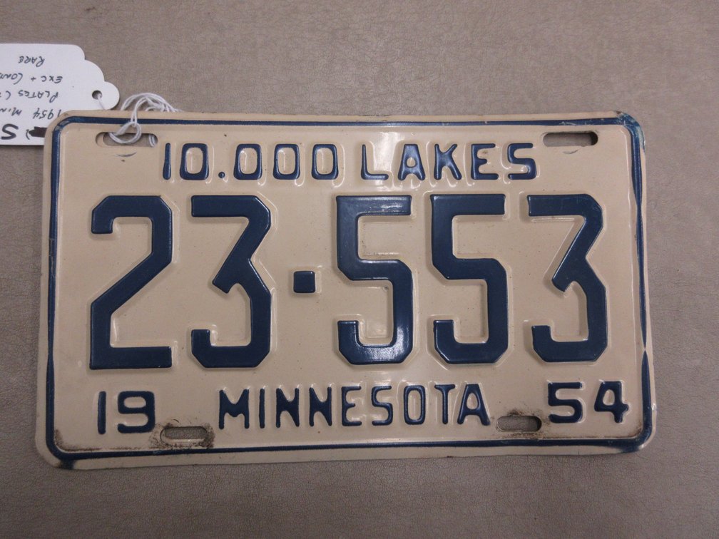 Set of (2) 1954 Minnesota license plates