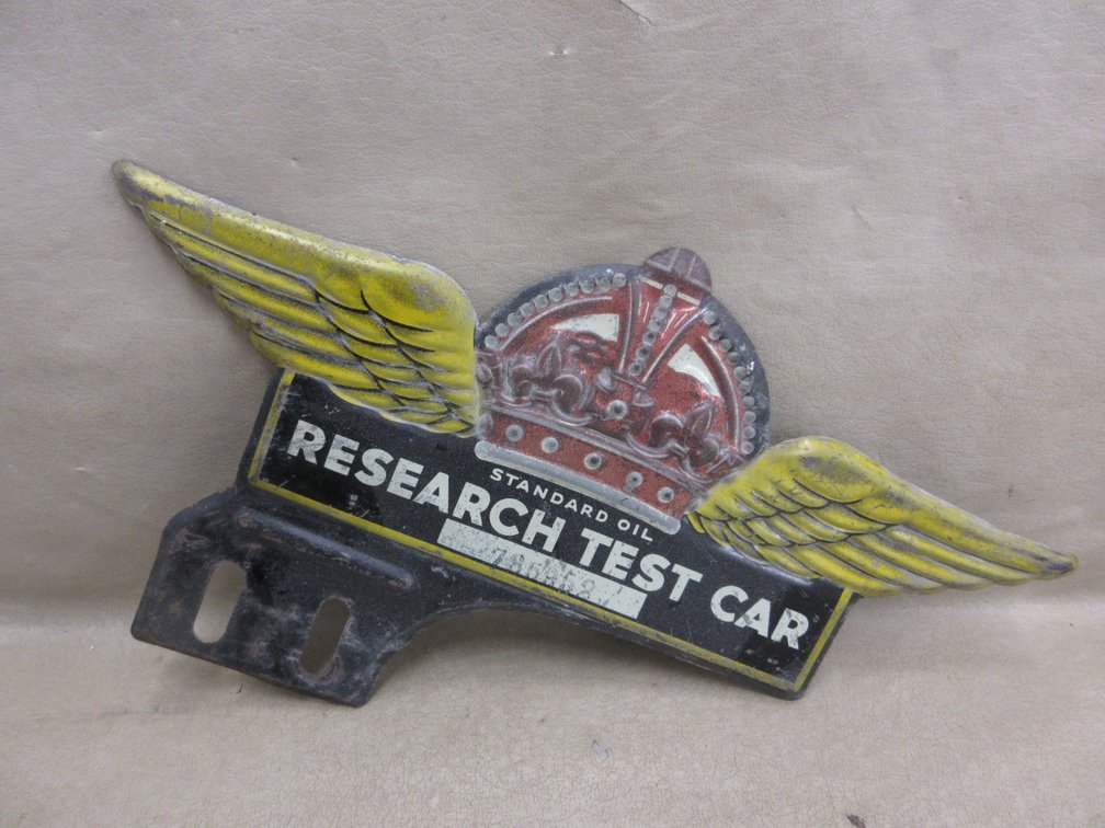 "Standard Oil Research Test Car" license plate topper