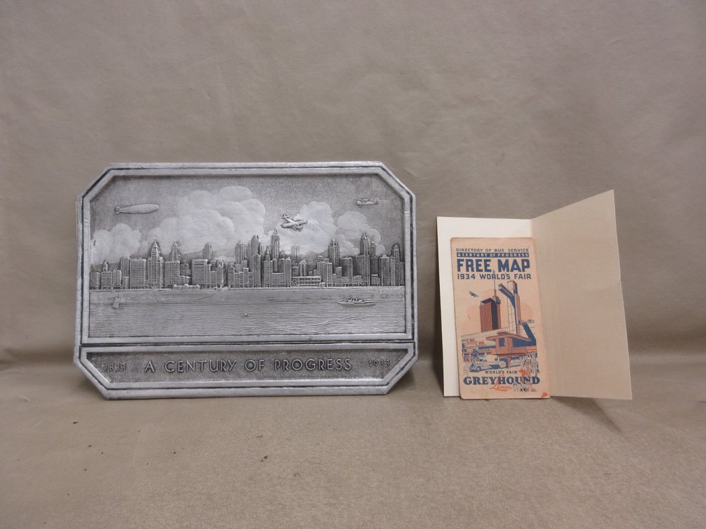 1933 Century of Progress cardboard plaque