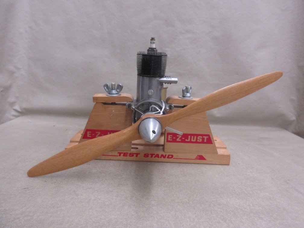 Model airplane engine on E-Z Just stand